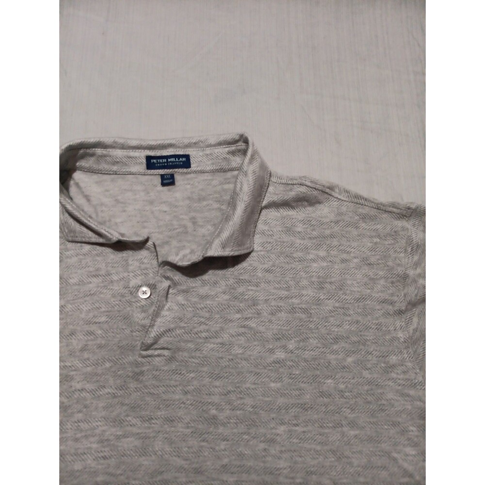 Peter Millar Crown Crafted Mens Grey Cotton Modal S/S Golf Polo Shirt Size 2XL